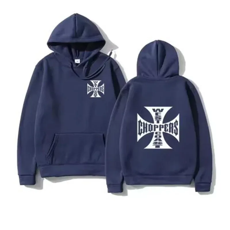 Costa oeste ferro cruz choppers impresso masculino com capuz moda legal moletom unissex moda velo oversized hoodie streetwear — image 8