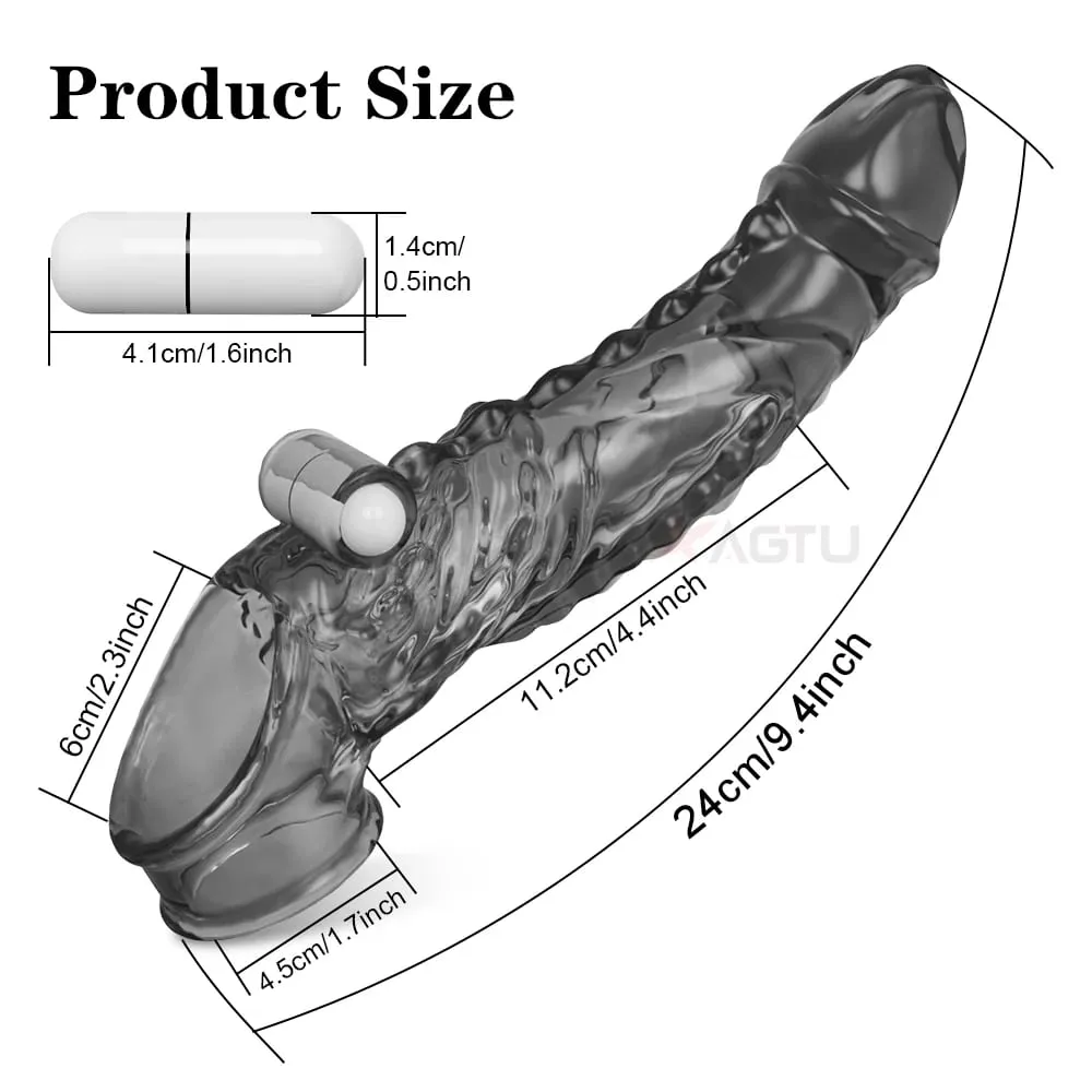 Vibrating Penis Sleeve for Men Penis Enlarge Penis Extension Penis G-Spot Vagina Vibrator Adult Goods Sex Toy for Couples — image 3