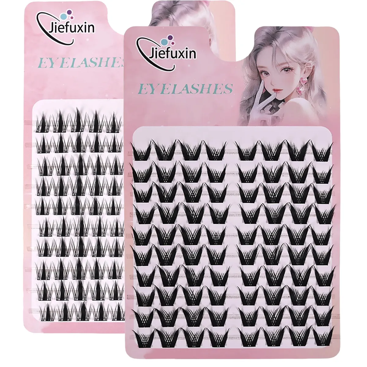Tapered Thick Fox Eye Manga Cluster Lashes Jiefuxin Large Capacity Tray DIY Segmented Individual Self-Graft Lash Extensions — image 6
