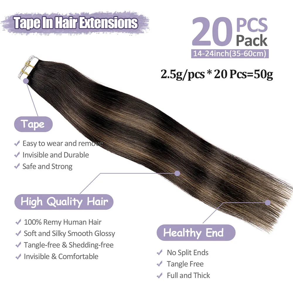 Seamless Tape In Extensions Human Hair Remy Tape In Human Hair Extensions Invisible Natural Hair Extensions For Women 50g/100g