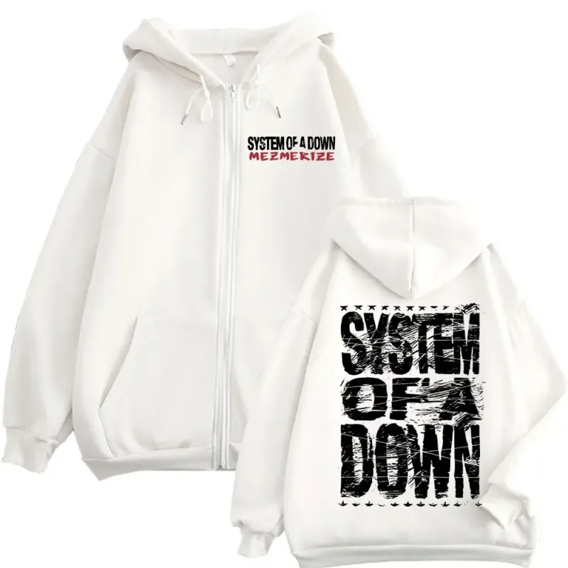 System of A Down Mezmerize Merch Zipper Hoodie Alternative Metal Music Zip Up Sweatshirts Rock Hip Hop Vintage Pullovers Unisex — image 3