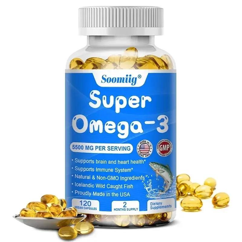 Kapsle s trojitým účinkem Omega-3 rybí olej + DHA + EPA - Podporuje zdraví kloubů a mozku a zlepšuje imunitní funkci Antioxidant