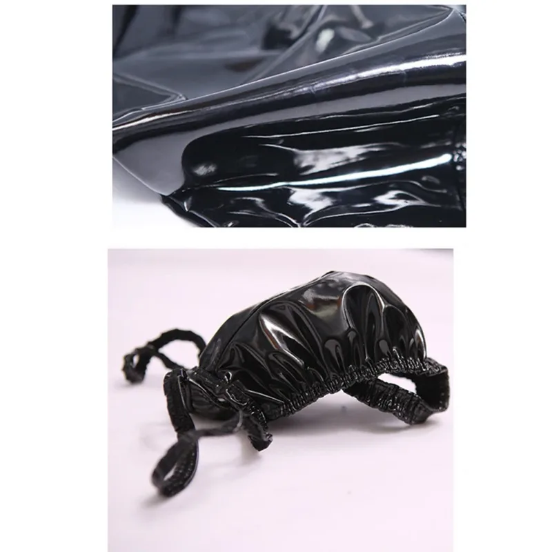 Latex leren strings voor mannen Zwart Heren G-string Glanzende afwerking PU Polyester Spandex 15 PU 72 Polyester 13 Spandex