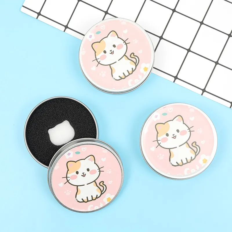 1 Set Cartoon Cat Make Up Brushes Cleaner Sponges Cosmetic Brushes Drying Wash Eyeshadow Colors Removal Portable Cleaning Cases