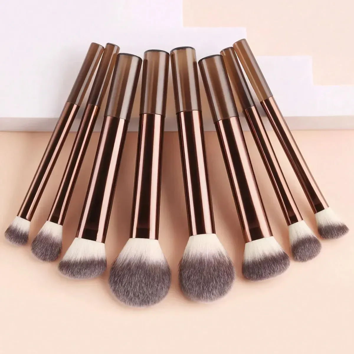 8Pcs Long‑Handle Multifunctional Makeup Brushes Set Synthetic Hair for Powder Blush Foundation Contour Face Cosmetic Makeup Tool