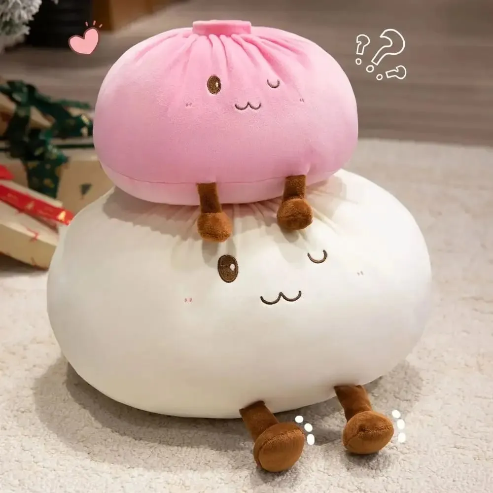 Super Soft Plush Material Steamed Bun Plush Pillow PP Cotton Filled Fluffy Comfortable Dumpling Plush Toy Stress Relief