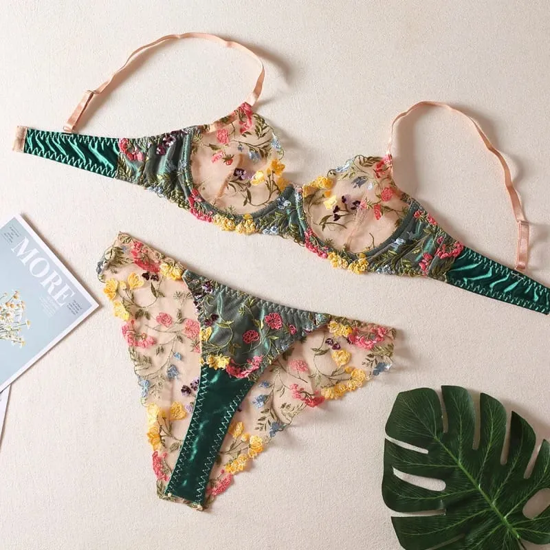Sexy Fun Lingerie Set Bra Pants Women's Underwear Fixed Strap Bralette Ultra Thin Cup Summer Collection — image 6