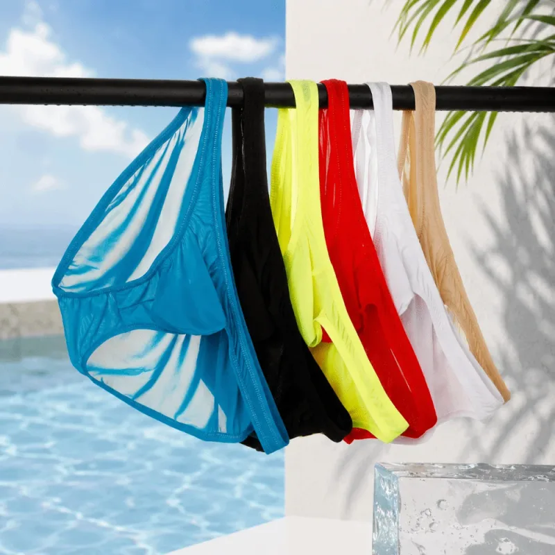 Nhanh Khô Cực Ice Silk Quần Đùi Thấp Eo Liền Mạch Quần Lót Nam Chữ U Quần Lót Lưới Quần Lót Du Lịch