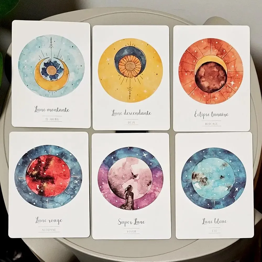 La Puissance De La Lune Oracle 42 Moon Power Cards 10.5*7.5cm in French Language for Spiritual & Emotional Guidance
