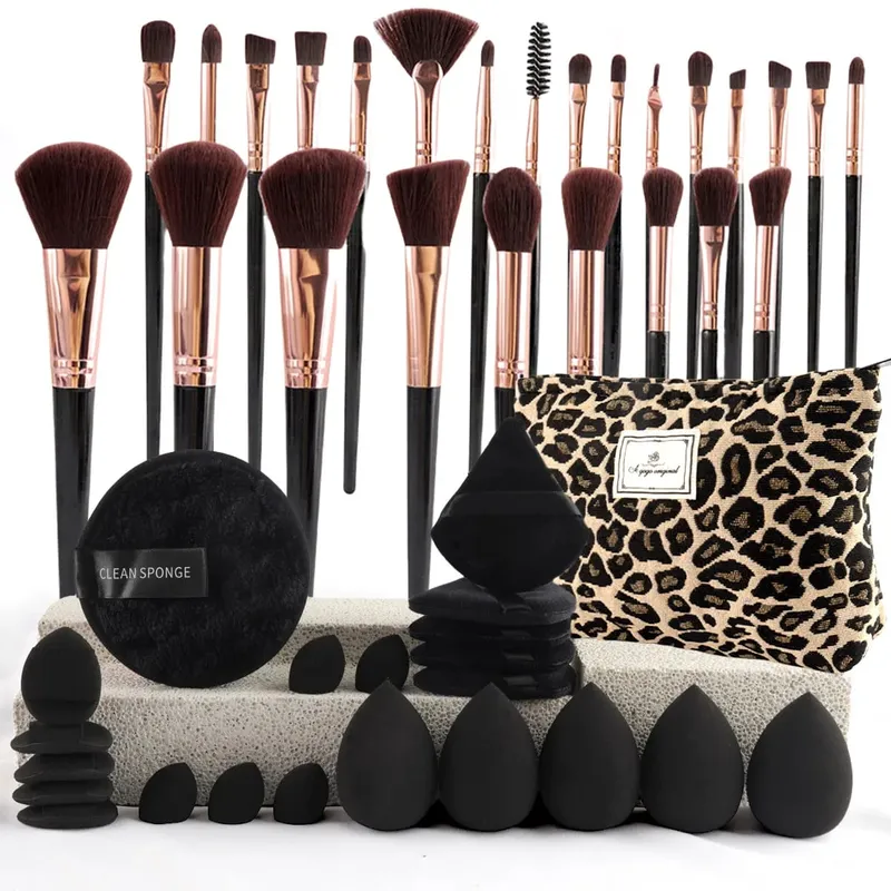 Professional Makeup Brushes Set with Sponges Kit for Foundation Eyeshadow Highlighter Blush Concealer Powder Cosmetic Tools