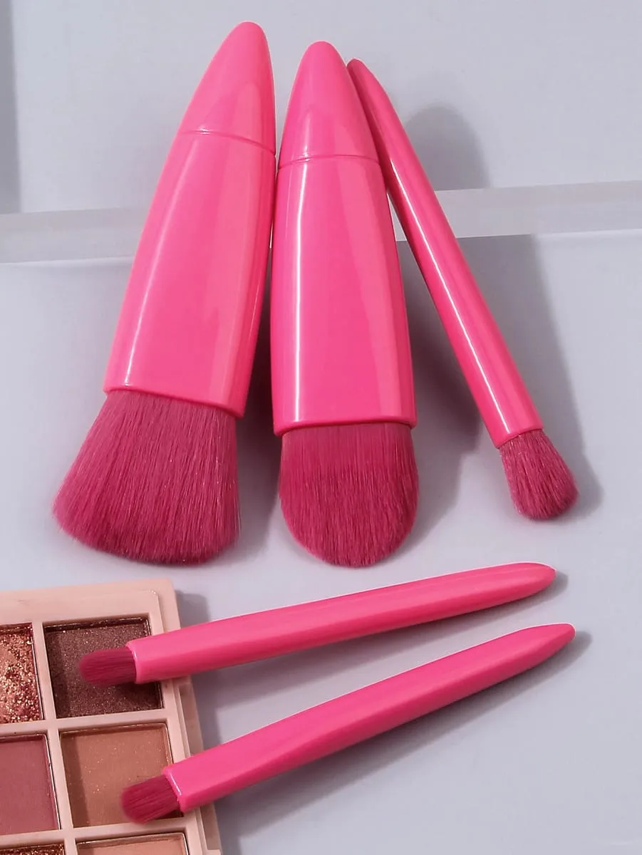 Sada 5 ks cestovních štětců na make-up Mini štětce na make-up Malé kompletní sada kosmetických štětců s pouzdrem a zrcátkem — image 3