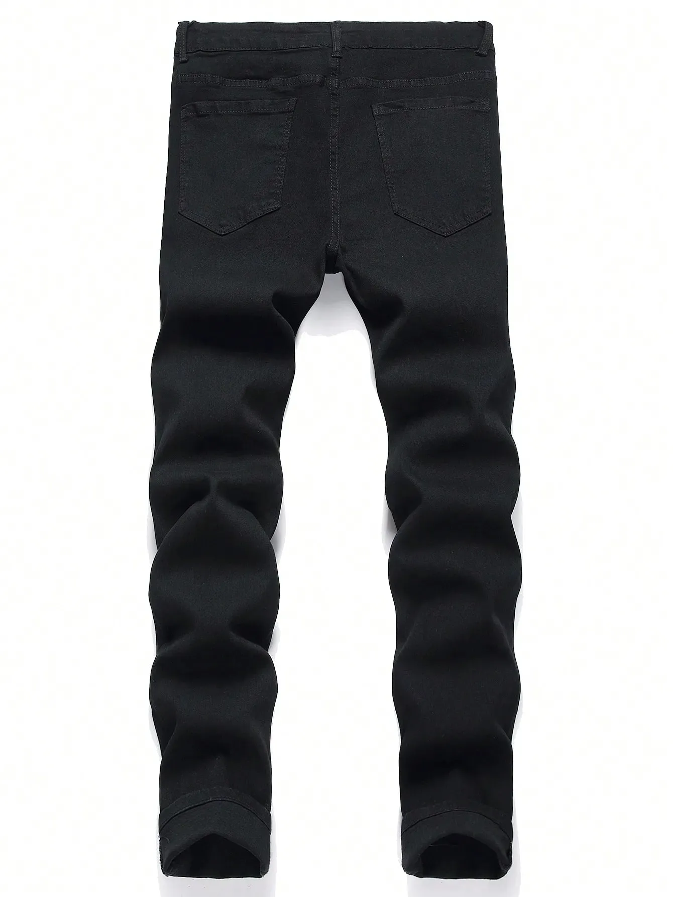 Men High Stretch Solid Black Denim Jeans Skinny Slim Fit Denim Pants Male Classic Casual Daily Business Streetwear Trousers — image 3