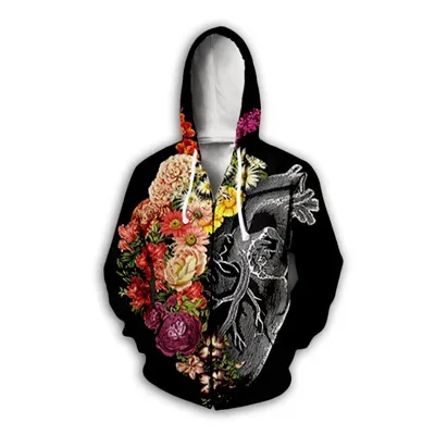 Flower Floral Pattern 3D Print Zipper Hoodies Men's Autumn Hooded Sweatshirts Oversized Streetwear Tracksuit Coat Man Clothing — image 13