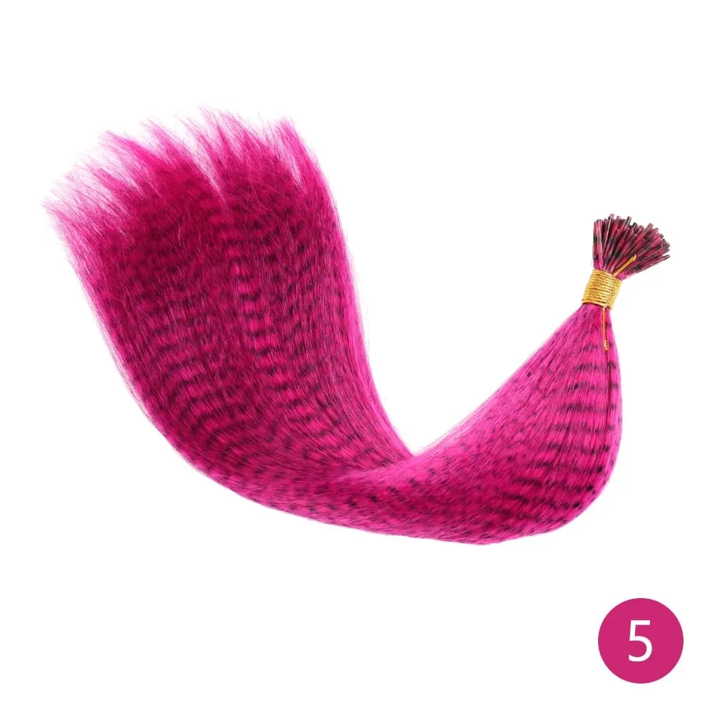 Lansa Feather Hair Extension 10Pieces Fake Hair I Tip Rainbow Synthetic Hair 16inch Hairpiece Feather for Hair Extension — image 11