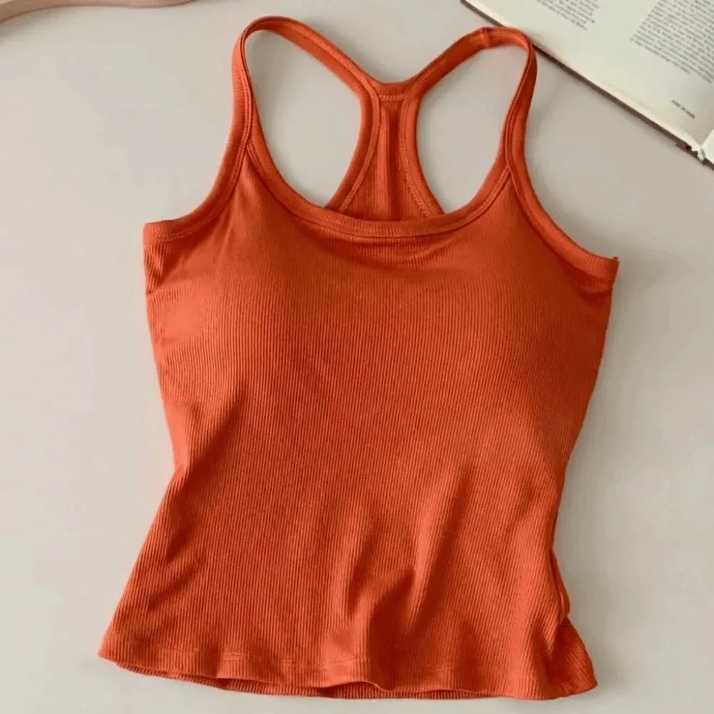 Wide Shoulder Straps Hollow Vest Comfortable H-Shaped Back Breast Small Camisole Slim Design Elastic Thin Tank Tops