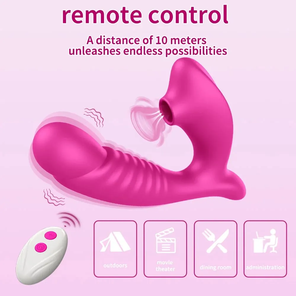 2 IN 1 Thrusting Sucking Vibrator for Women Vagina G-Spot 10 Modes Vibrating Nipple Clitoral Massager Sex Toy for Women Couple