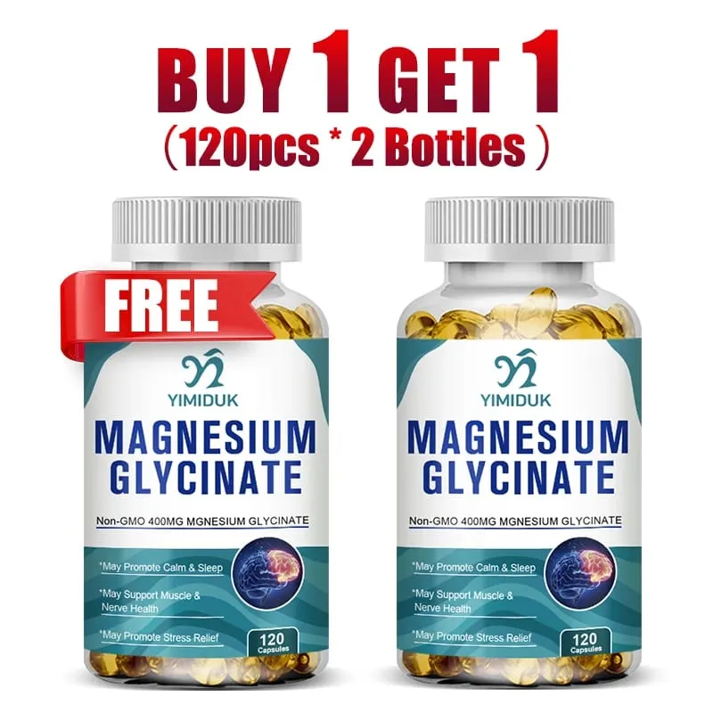 Buy 1 Get 1 Free! Pure Magnesium Glycinate Supplement for Deep Sleep & Stress Relief Aid Muscle Relaxation & Nervous System