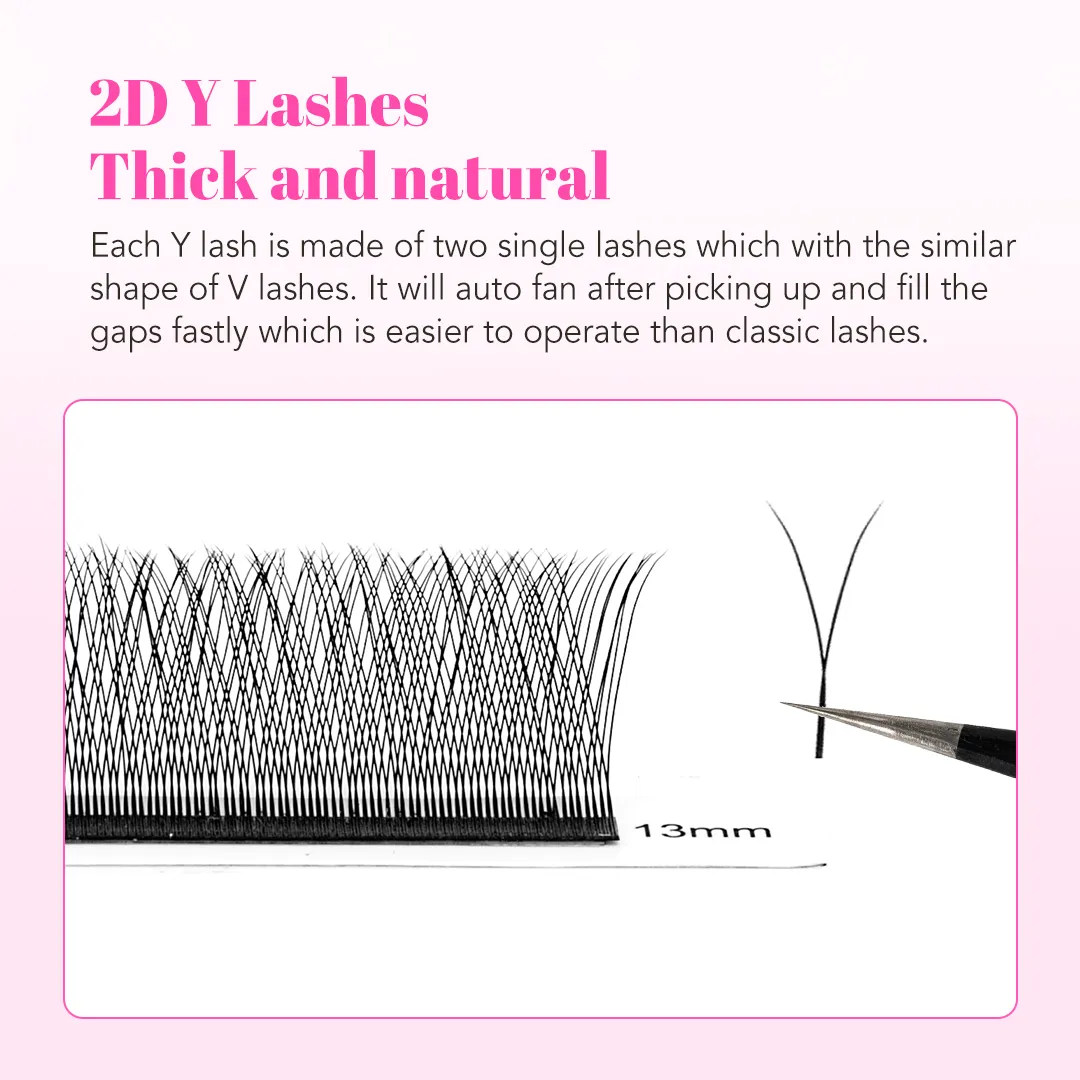 Single Tip 2D Y Hand Made Eyelash Extension Softer False Mink Lashes Y Shaped Eye Lashes for Makeup Tools — image 5