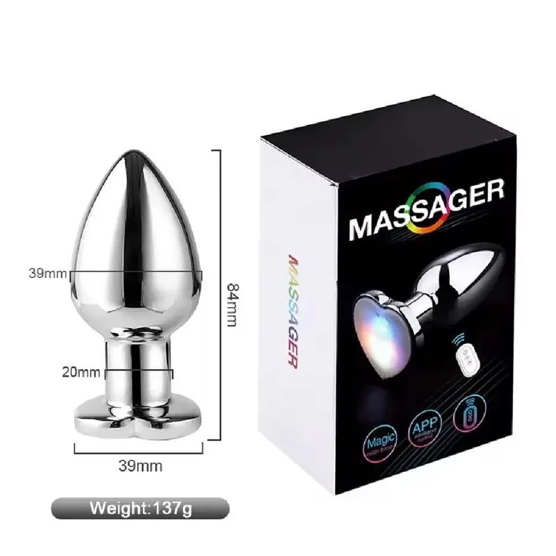 1PCS Heart-shaped Metal Vibrating Anal Plug Luminous Vibrating Anal Plug Remote Application Control Adult Couples Sex Toy