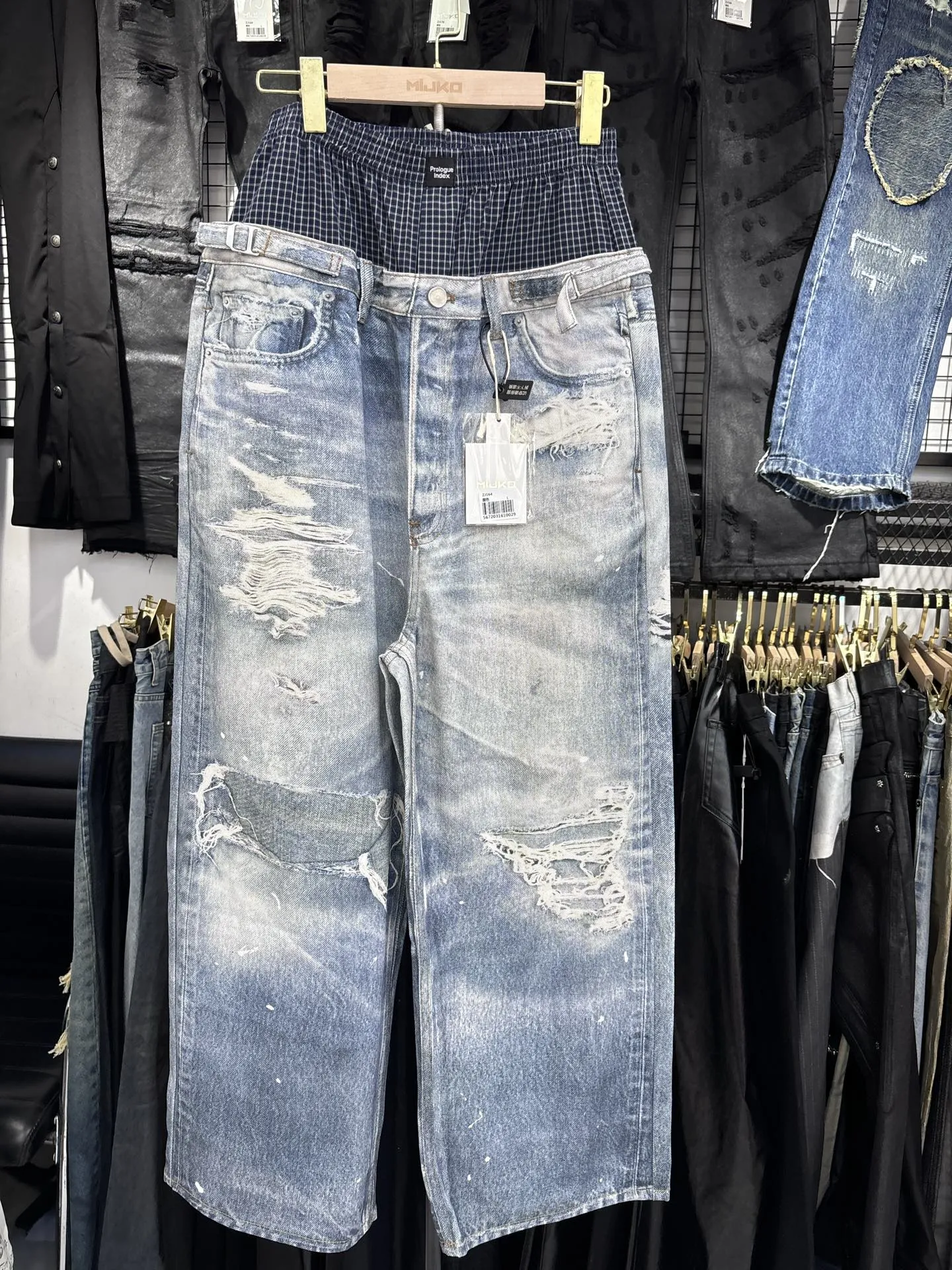 Fake Two-Piece Jean Double Waist 3D Printed Jeans ZJ164 — image 4