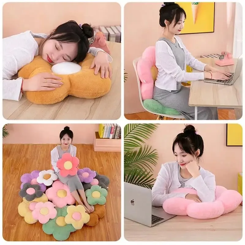 Practical 35cm Kawaii Colorful Flower Plush Pillow Cushion Soft Sunflower Plant Mat Stuffed Sofa Bed Sleeping Back Decor Gifts — image 4
