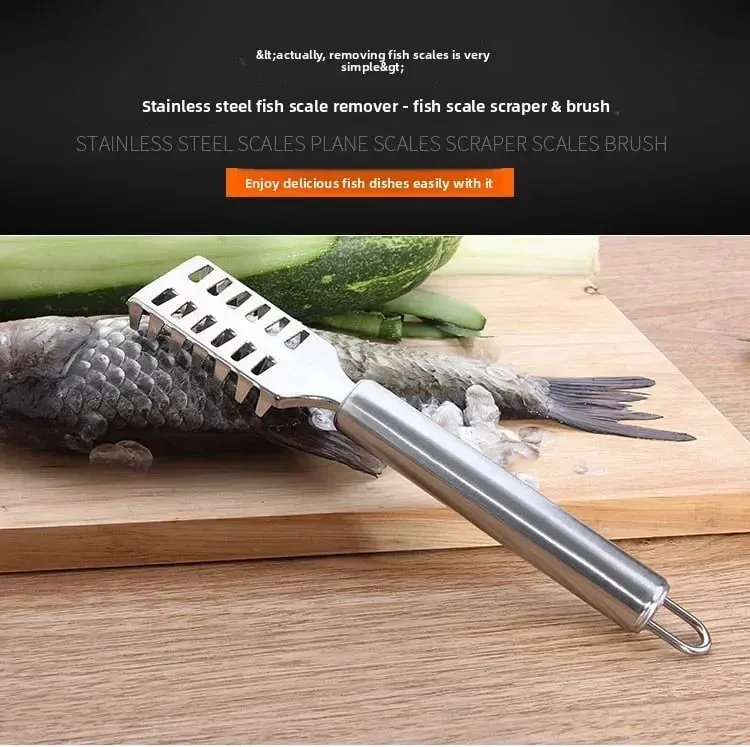 Fish Scale Remover Stainless Steel Anti-Splash Scraper with Ergonomic Non-Slip Grip Rust-Proof Kitchen Gadget for Fish Cleaning