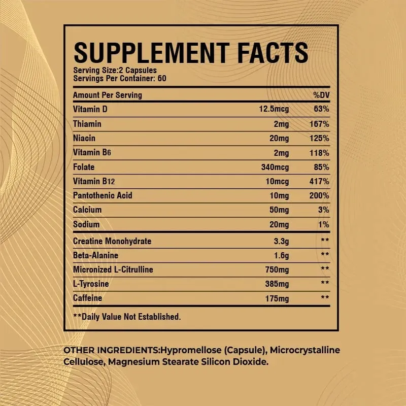 Edzés előtti kiegészítő - Izomnövelő állóképesség Támogatja a szív egészségének keringését
