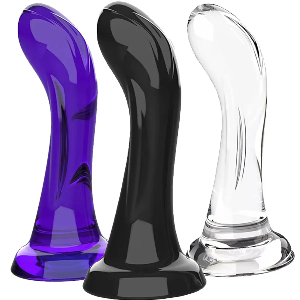 Curved Realistic Dildo with Strong Suction Cup Soft Flexible G-Spot Sex Toy for Women Men Black Purple Clear Lifelike Dillo — image 1