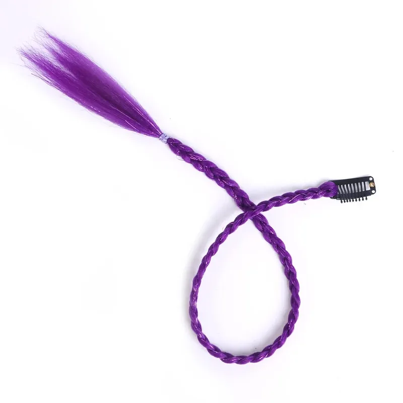 Synthetic 5 Pcs/Lot Clip-in Extension Para sa Babae Ponytail Rainbow Braid Hair Extension 22'' Ombre Hairpiece Box Braid na May Clip — image 13
