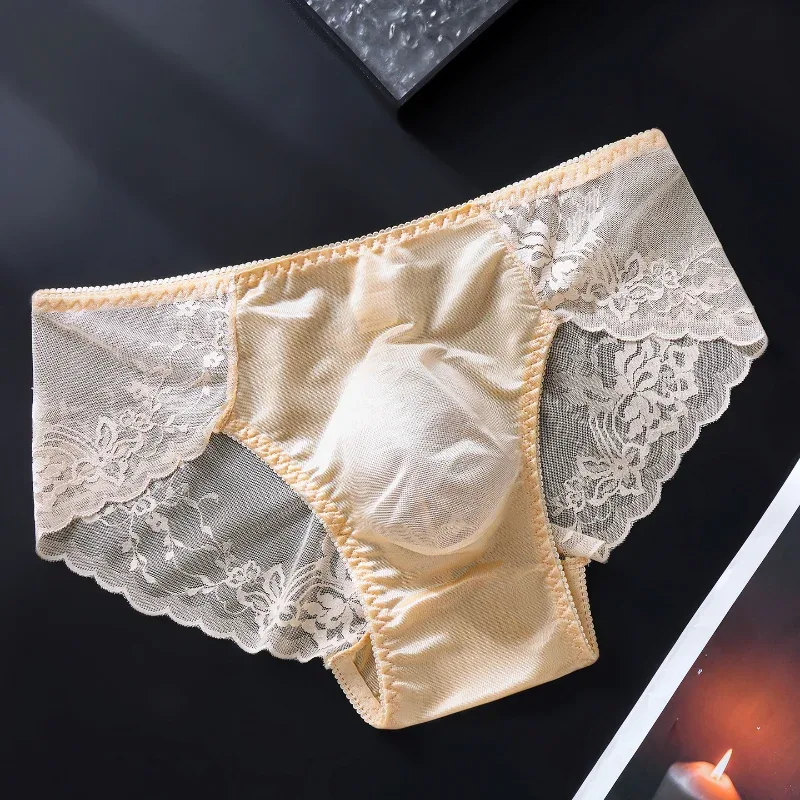 Erkek Dantel Külot 3d U Dışbükey Kese Iç Çamaşırı Buz Ipek Nefes Ince Iç Çamaşırı Seksi Alçak Külot Sissy Feminizasyon