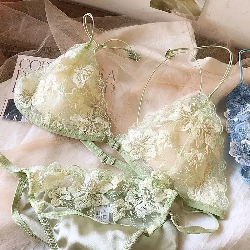 Ultra Thin Bralette for Small Bust Women French Lace Embroidery Wireless Comfort Sexy Back Beauty Everyday Bra Set BANERDANNI — image 10