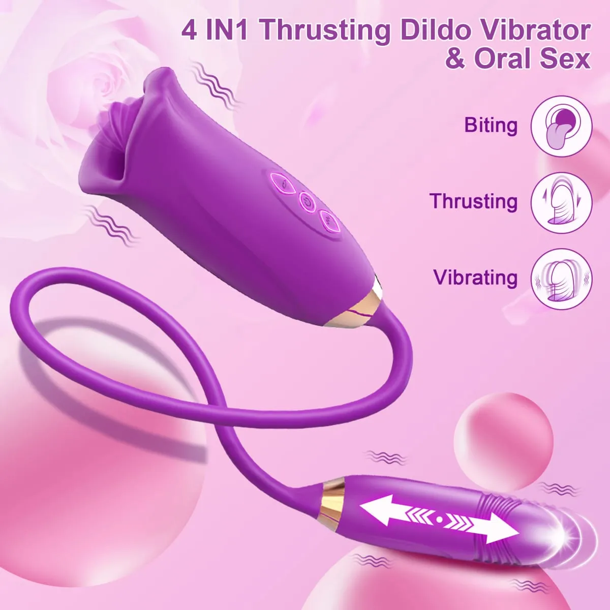 Rose-Thrusting Sucking Vibrator For Women G-spot Dildo Nipple Anal Stimulator Licking Vibrators Adult Sex Toy Games Man Couples — image 5
