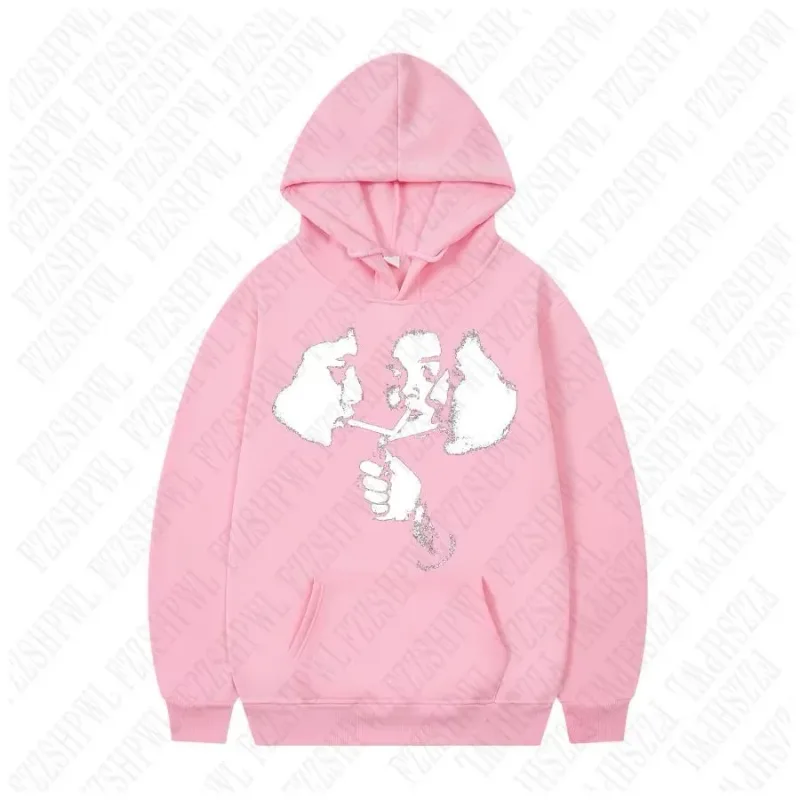 2025 hot trend 2000s men's fashion Harajuku Gothic pattern sports hoodie retro punk hip-hop casual streetwear — image 3