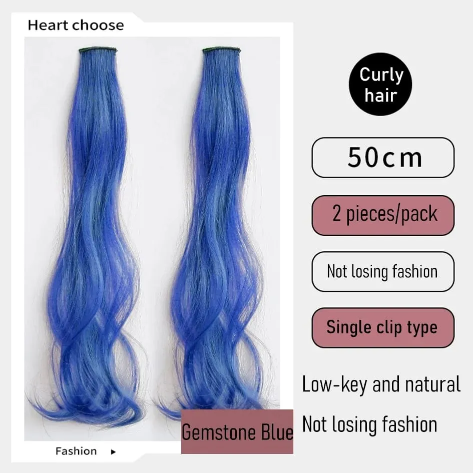 Parrucca sintetica per capelli ricci colorati da 2 pezzi/set da 50 cm, onda d'acqua, parrucca rosa/blu/viola per Halloween/Natale