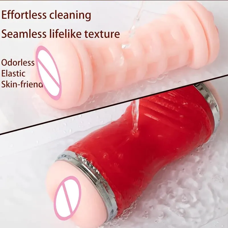 2 IN 1 Realistic Artificial Vagina for Men Masturbator Cup Deep Throat Blowjob Massager Pocket Pussy Erotic Penis Adult Sex Toys