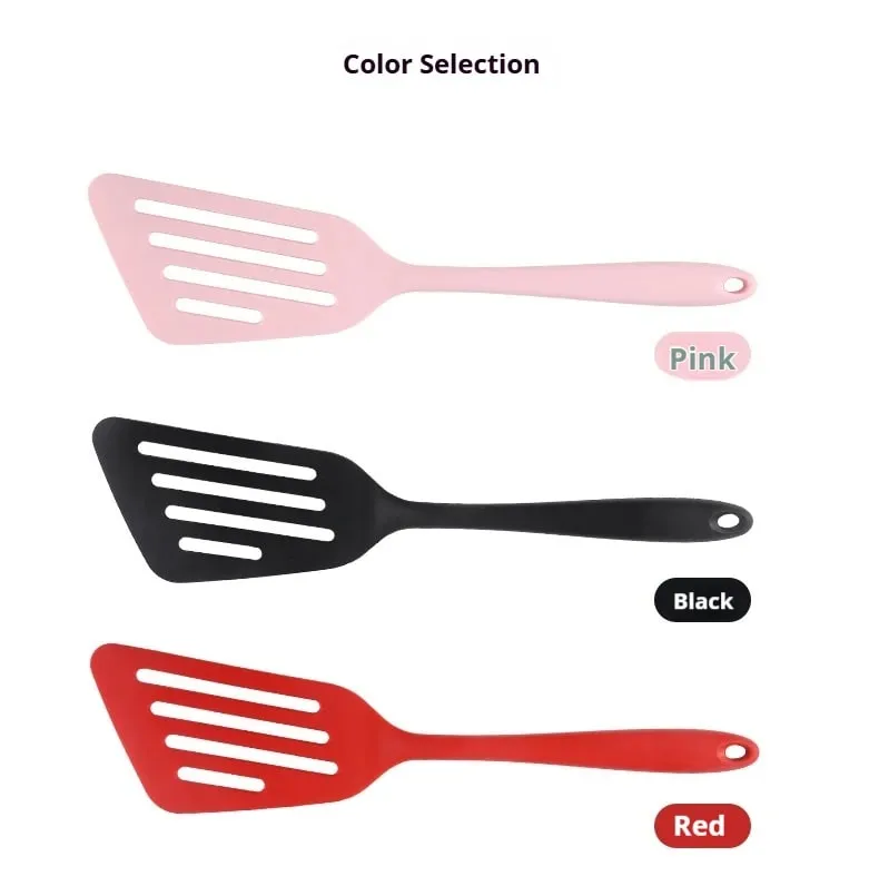 1PCS Kitchen Non-Stick Silicone Spatula Fried Fish and Egg Cooking Leak-Resistant Spatula High Temperature Silicone Kitchenware