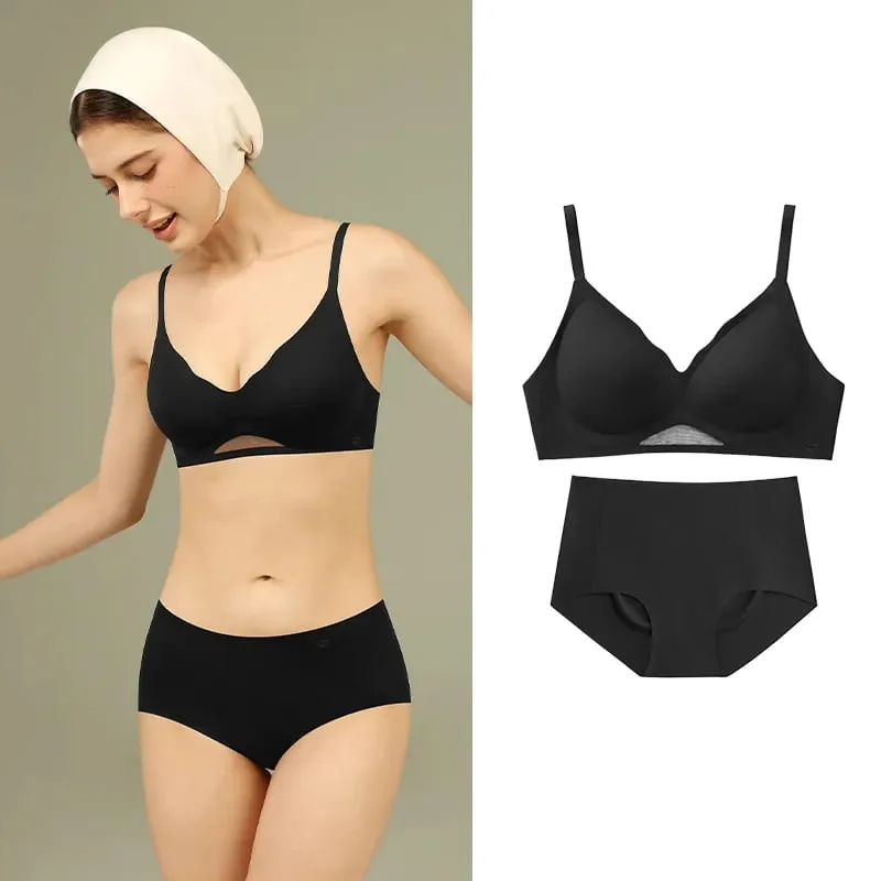 Bra Sets for Women Sexy Two Piece Lingerie Push Up Seamless Wireless Smooth Breathable Bra and Panty Brief Set MX225+N176