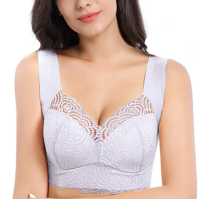 Sexy Plus Size Underwear Seamless Lace Bras Top Wireless Thin Cup Brassierer Sleep Vest Lingerie C D Cup