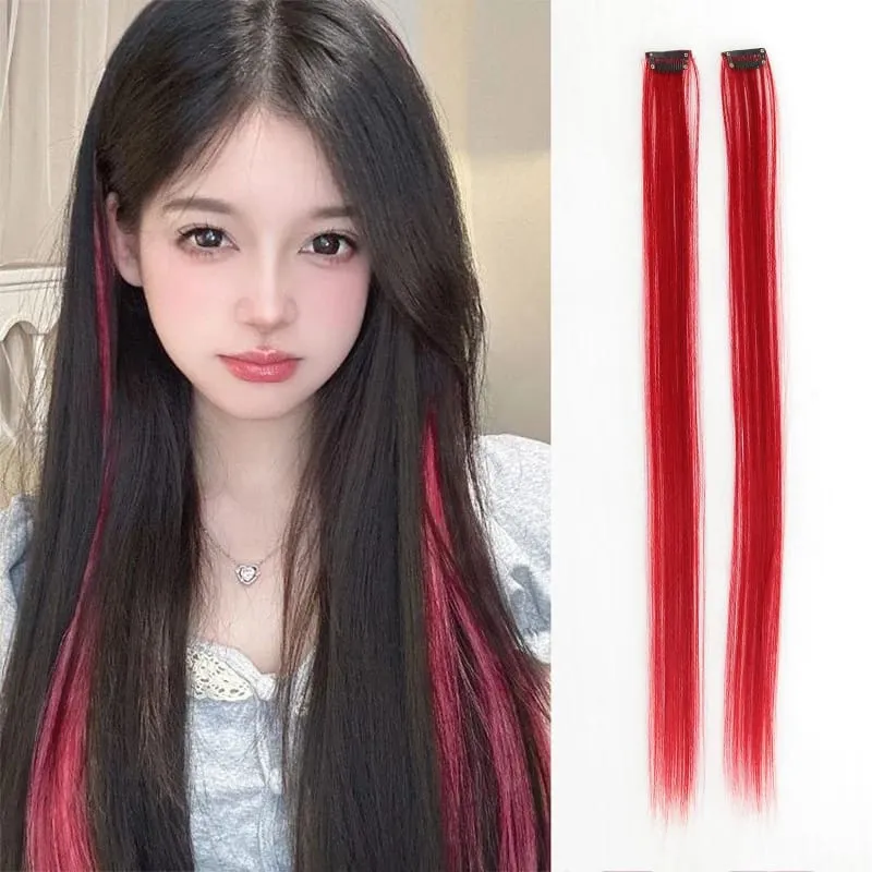 Pick dye wig piece female color hanging ear dye one-piece simulated long straight hair extension piece — image 16
