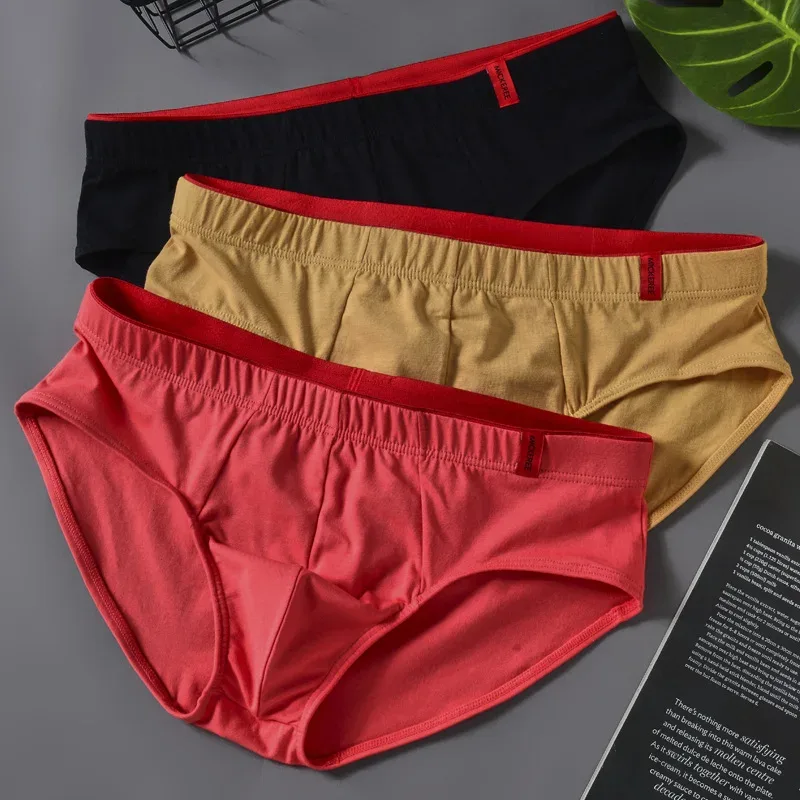 Men Briefs Solid Color Cotton Youth Briefs Waist Comfortable Sexy Explosion Trend Breathable Underwear Sissy Panties — image 11