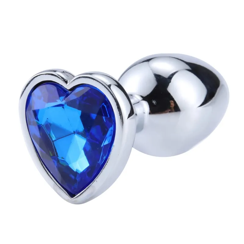 3 Sizes Metal Anal Plug Heart Base Butt Plug for Adults Women Men Couples Stainless Steel S/M/L Diamond Masturbator Sex Toys 18+