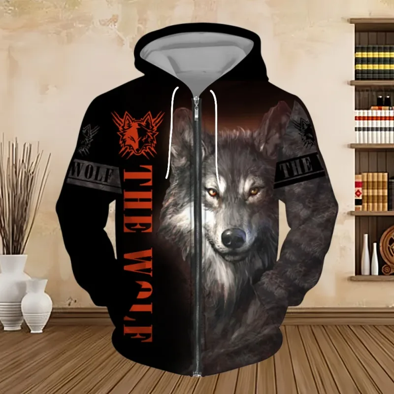Spring and Autumn Men's Hoodie Sweatshirt 3D Digital Print Tiger Series Zip up Hoodies Fashion Personalized Sweatshirt for Men — image 11