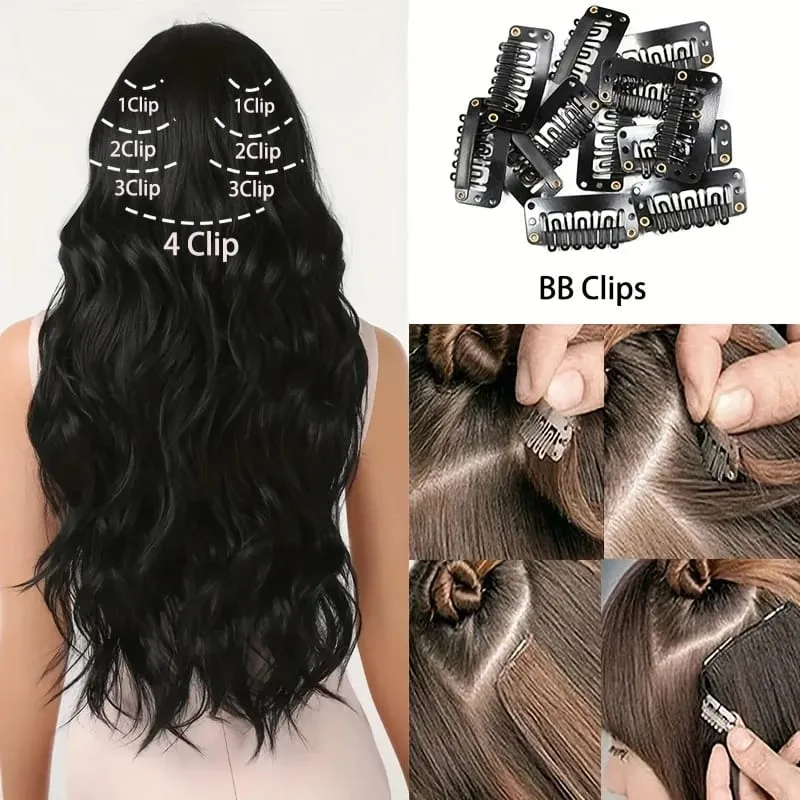 7pcs/set 24 Inch Synthetic Long Curly Wavy Hair Extensions 16 Clips In Hairpieces Synthetic Fiber Wave Hair Extensions for Women — image 5
