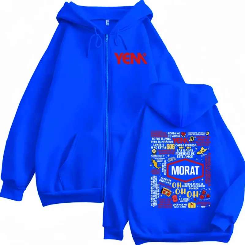 Band Morat Asuntos Pendientes Yem Printed Zip Up Hooded Sweatshirts Men Women Fashion Vintage Comfort Zipper Hoodie Coats Jacket — image 6