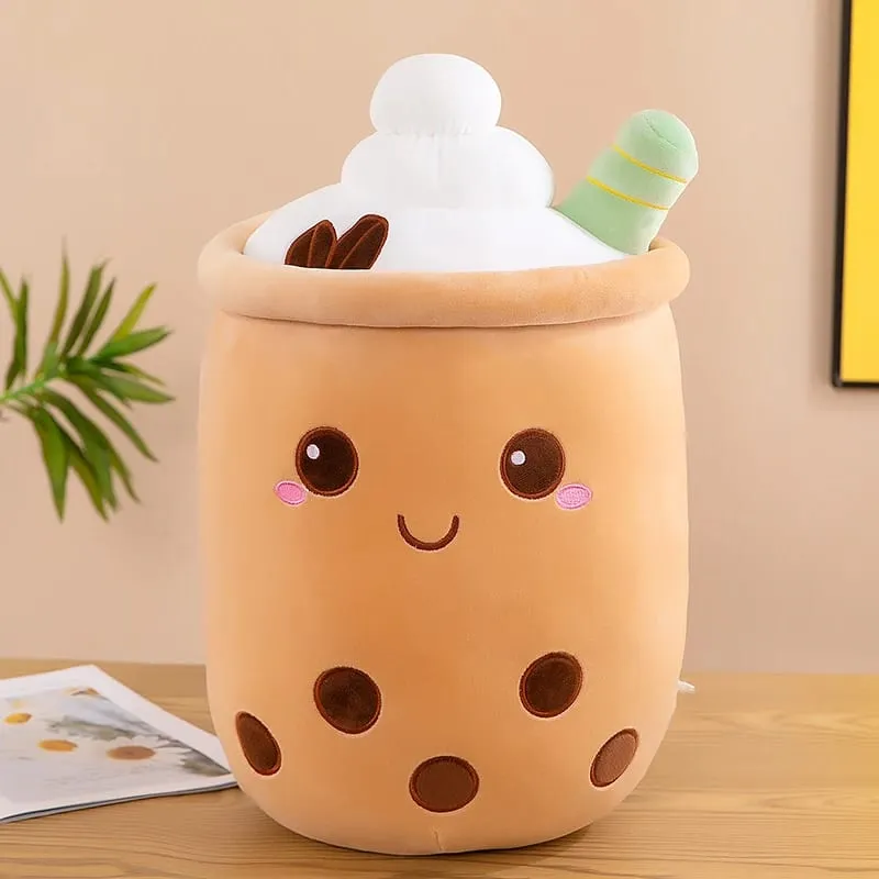 Cute Stuffed Boba Plush Bubble Tea Food Milk Cup Plushie Pillow Soft Kawaii Hugging Plush Toys Gifts for Kids
