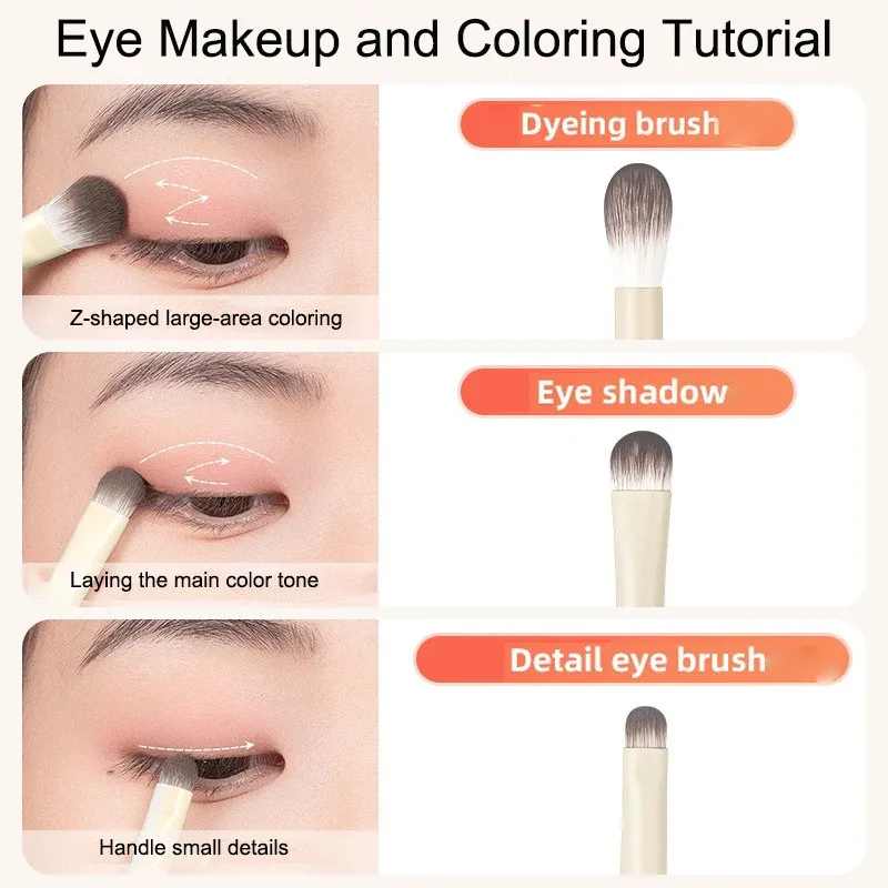 5/6/8/10pcs Natural Eye Makeup Brushes Set Detail Eyeshadow Contouring Brush Ultra Soft Blending Eyeliner Brow Brush Makeup Tool