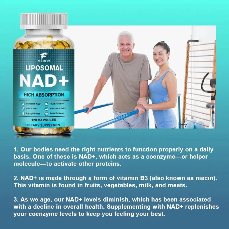 NAD Capsules Supplement Liposomaal NAD+ supplement - Verouderingsverdediging Cellulaire energie Hart- en hersenfunctie