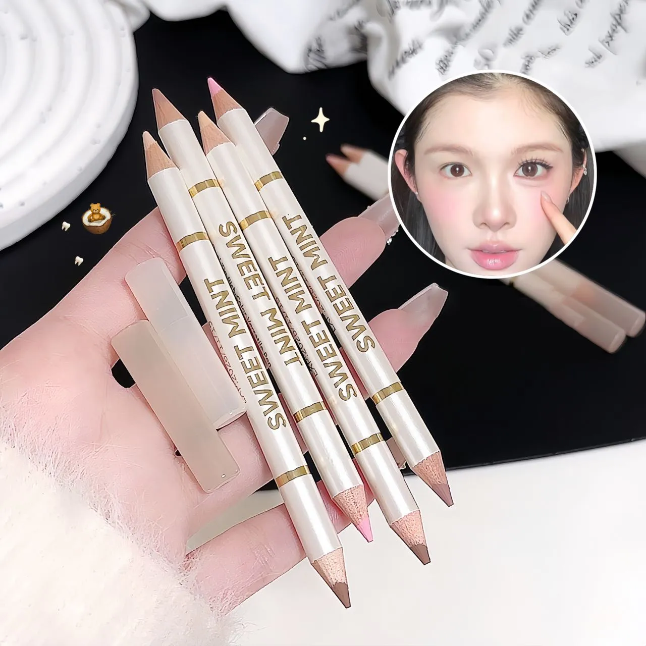 Double-Ended Aegyo Sal Brighten Lying Silkworm Pencil Nude Pink Natural Shadow Under Eye Highlight Makeup Matte Beige Eye Pencil — image 5
