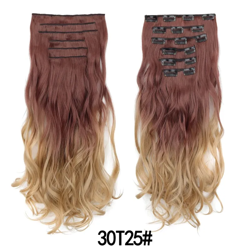 Clip In Hair Extensions 6pcs Full Head Long Wavy Curly Hairpieces Colorfull Synthetic Hair for Women’s Daily & Party Styling