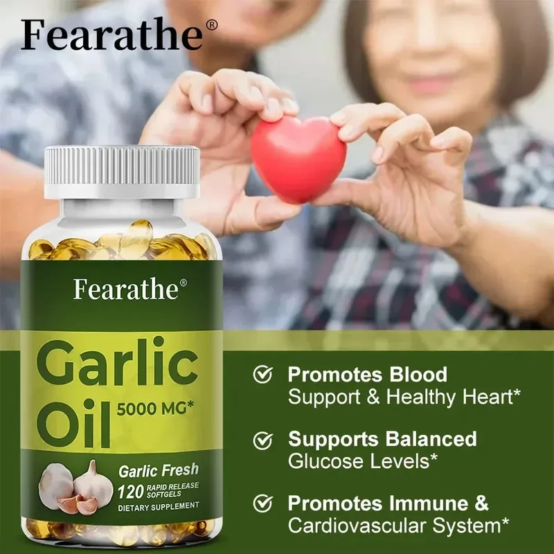 น้ำมันกระเทียมซอฟเจล 5000 Mg ภูมิคุ้มกันการไหลเวียนโลหิตหัวใจ Unflavored Non-GMO อาหารเสริมปราศจากกลูเตน
